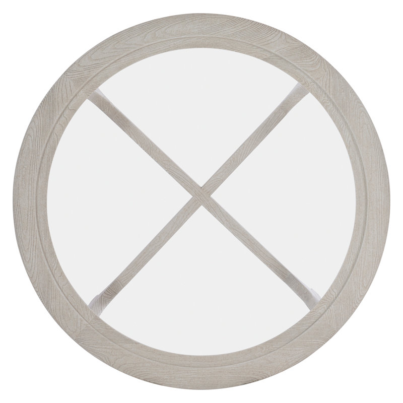 Transitional Beige Round Wood and Glass Coffee Table with Storage