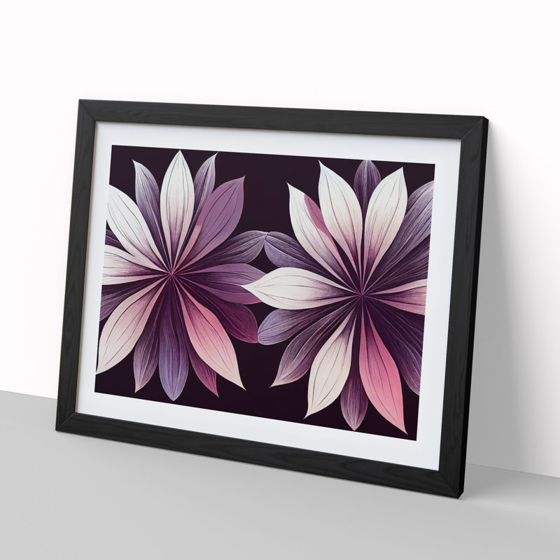 Desirable Modern Flowers - Single Picture Frame Print, Black, 46cm H x 64cm W x 2cm D