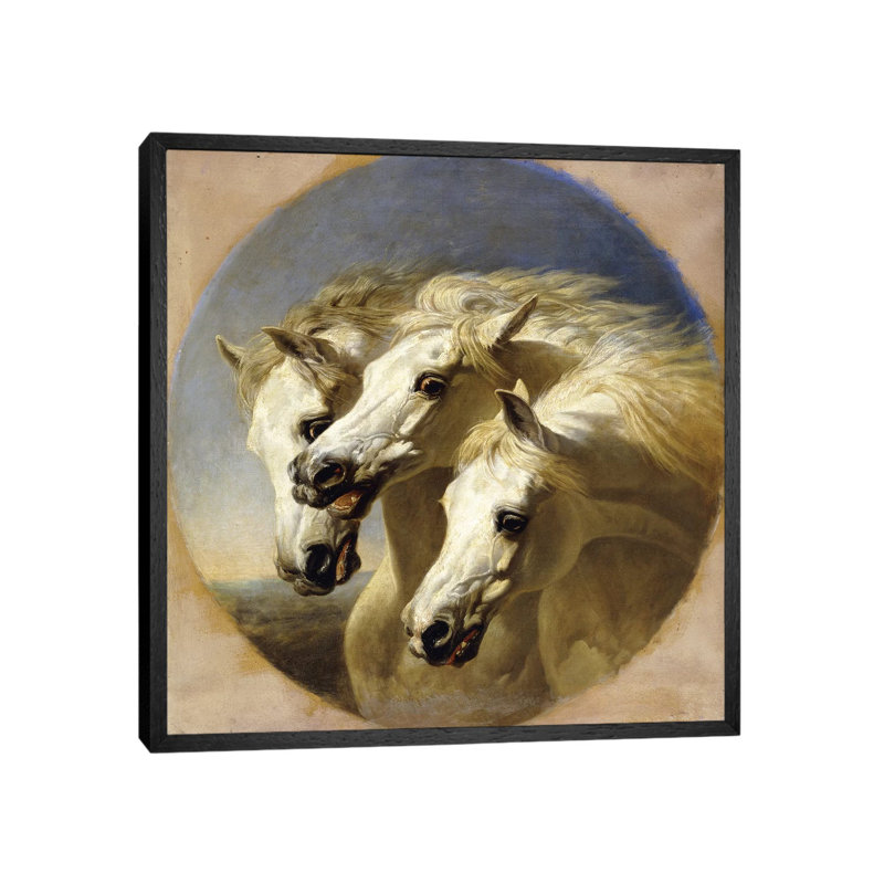 Pharaoh's Horses, 1848 by John Frederick Herring Sr - Painting on Canvas, 66.04cm H x 66.04cm W x 3.81cm D, Black Framed
