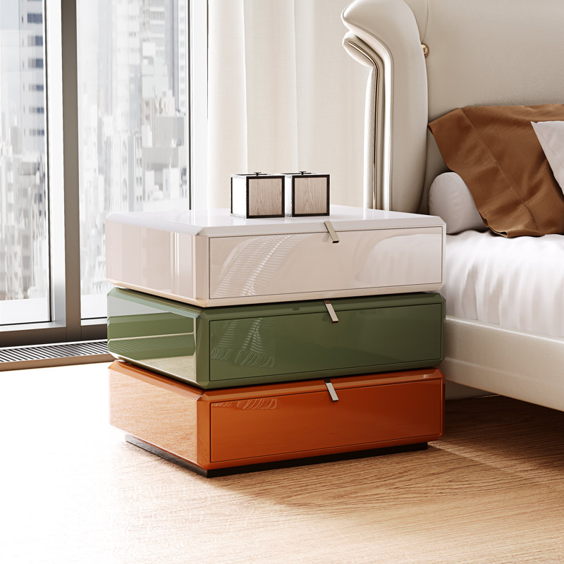 19.6'' W Nightstand With Rotating Storage, Bedside Table With 3 Drawers, Modern End Table, No Assembly Required