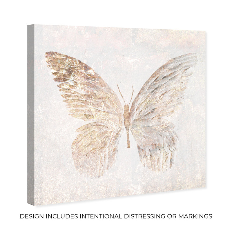 Golden Butterfly Glimmer, Champagne Butterflywings - impression sur toile, H 40 po x l 40 po, Toile tendue