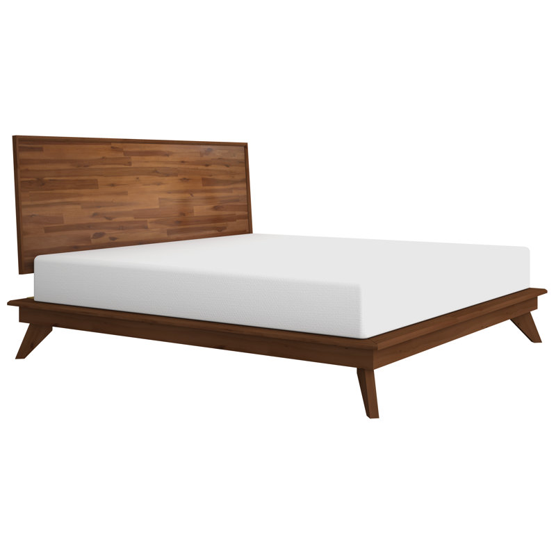Lit plateforme en bois massif Catrice, Noyer, Grand
