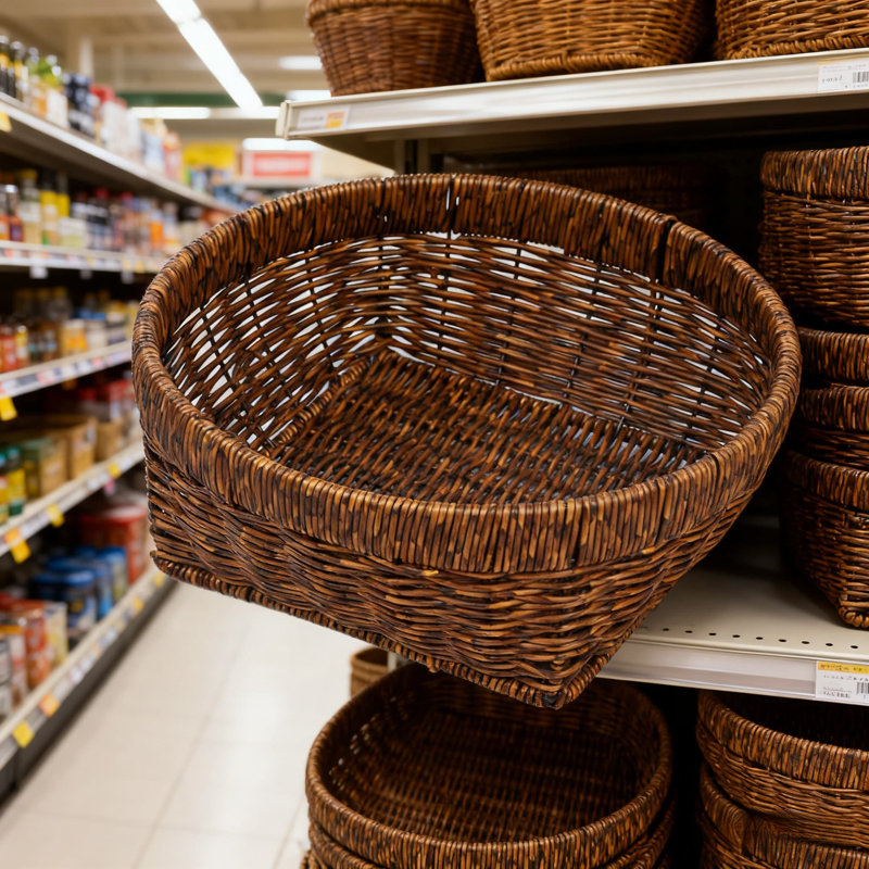 Corbeille à pain de taille moyenne, couleur café, tissée à la main - Corbeille à fruits en PP durable et élégante pour le rangement dans la cuisine, résistante aux égratignures, facile à nettoyer, poignée douce au toucher