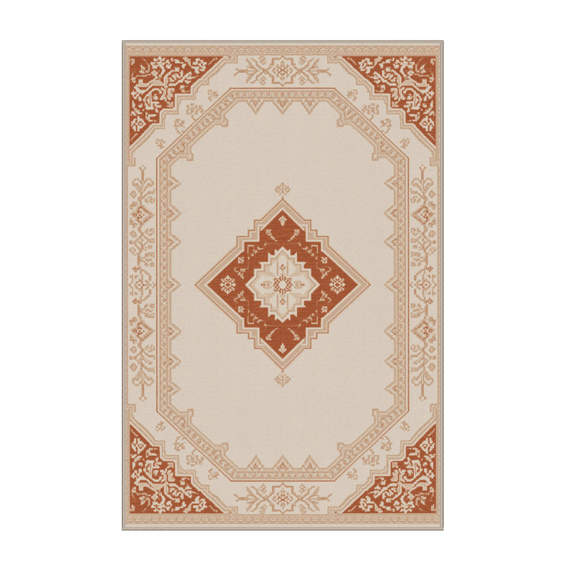 Soft Plush Eichhorn Traditional Oriental Area Rug in Beige – Beige Binding, 3x5