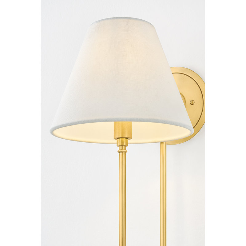 Hawthorne 7.75" 1-Light Linen Empire Wall Sconce by Mark D. Sikes for Hudson Valley Lighting, Gold