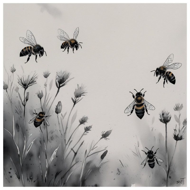 Couvre-lit matelassé Bees On Wildflowers toutes tailles, Grand lit