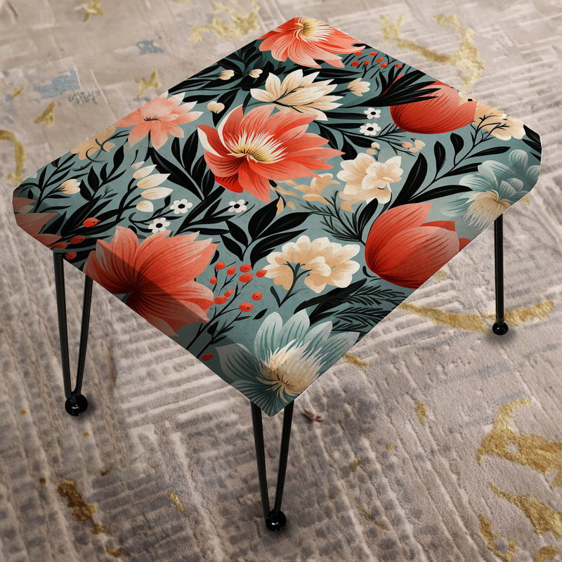 Multicolore Tribal Fusion Floral Motif II - Repose-pieds rectangulaire floral