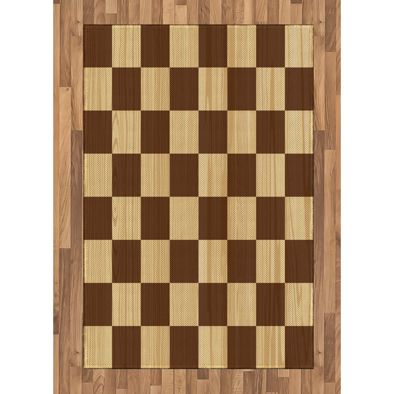 Tapis décoratif à haute densité en fibres de polyester à carreaux, Rectangle— 4 pi x 5 pi 8 po