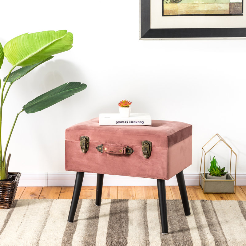 Tabouret de coiffeuse en bois massif Coleridge, Rose