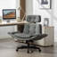 Chaise de bureau Criss Cross avec accoudoirs et roues et appui-tête réglables, chaise de bureau de coiffeuse en polyuréthane avec siège large pour les jambes croisées, chaises de bureau pivotantes pour la maison, le maquillage, les jeux, le bureau, gris-464105925
