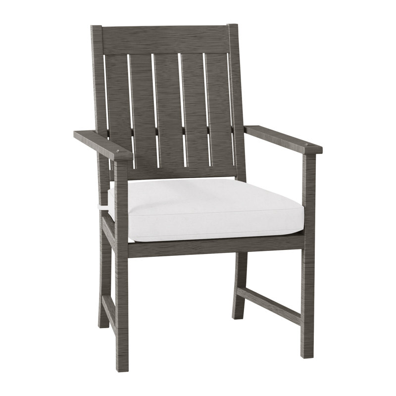 Croquet Wrought Aluminum Outdoor Arm Chair, Pas de soudure, Acajou, Lin neige