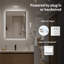 Ensemble de 1 miroir de salle de bain à DEL 32 po x 24 po x 0,59 po en aluminium, anti-buée noir rétroéclairé à DEL, à intensité variable, 3 températures de couleur, fonction mémoire