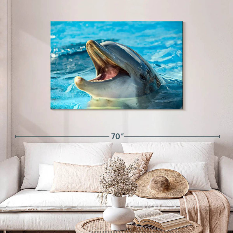 Smiling Playful Dolphin, 30" H x 45" W