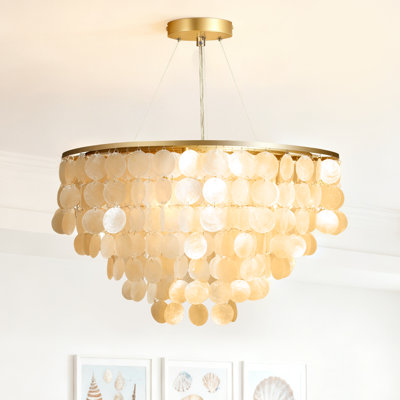 7 - Light Dimmable Capiz Shell Chandelier