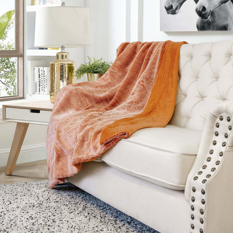 Knitted Throw Blanket, Orange
