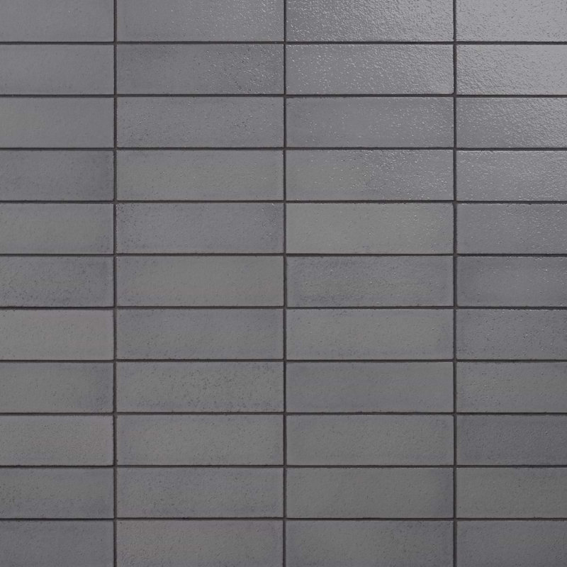 Color One 2x8 Glossy Lava Stone Tile, Fossil Gray