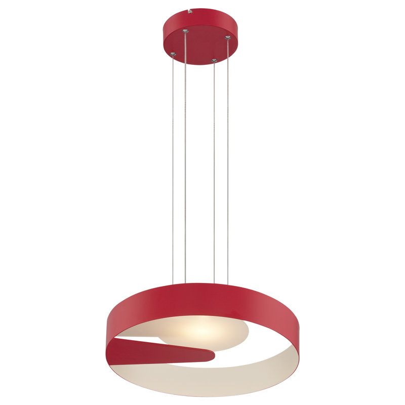 Luminaire suspendu géométrique à del unique/à 1 lumière Middleham, Rouge