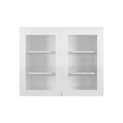 Koville GD-W3630 White Shaker Wall Cabinet Whit Glass Door With Plywood Box