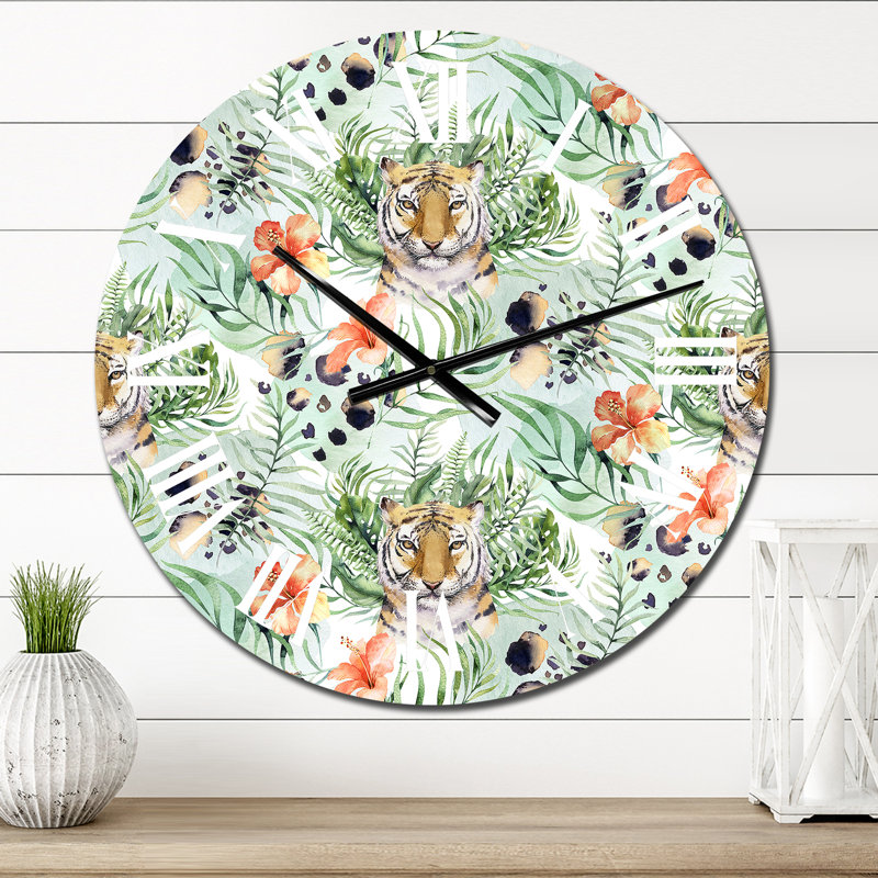 Horloge murale à motif tigre, Surdimensionné