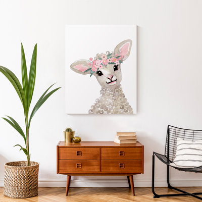Lamb with Flower Crown Canvas Print