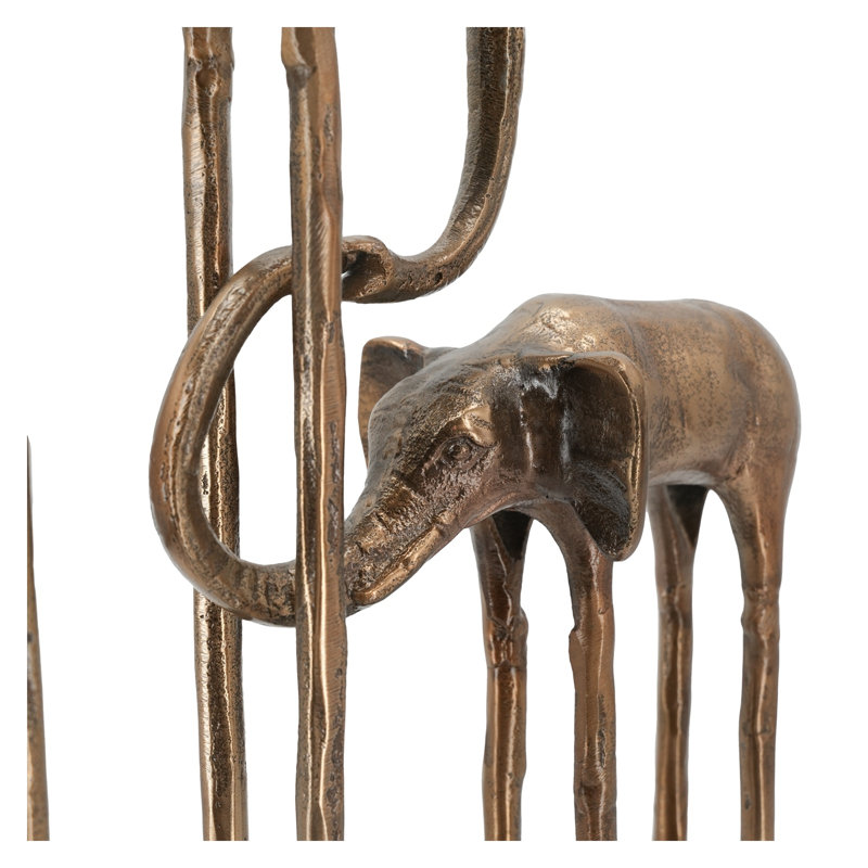 Sculpture d'éléphant en aluminium 18 "avec finition bronze antique, statue de parent et animal de veau