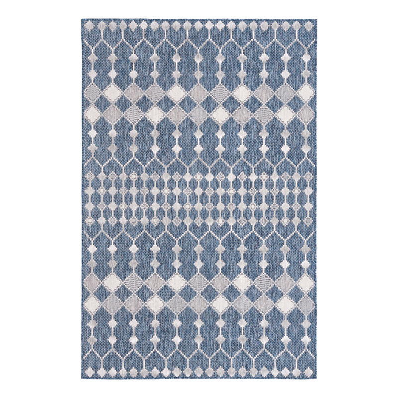 Blue Traliccio Indoor/Outdoor Trellis Rug, Rectangle 5'3" x 7'10"