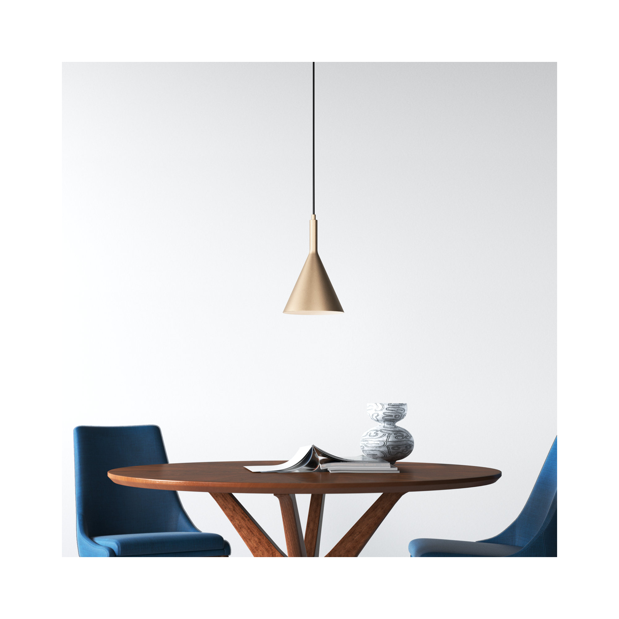 Laroche 1-Light Dimmable Dome Pendant with Adjustable Height , Burnished Brass, 12.5" H x 7.75" W x 7.75" D
