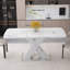 Table de salle à manger moderne carrée, extensible, avec plateau de table en marbre imprimé et panneau de fibres à densité moyenne-1448545998-1448545997