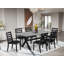 Ensemble de table de cuisine 7 pièces composé d'une table en bois avec plateau et de 6 chaises empilables avec tissu en polyester noir - noir brossé-883321766