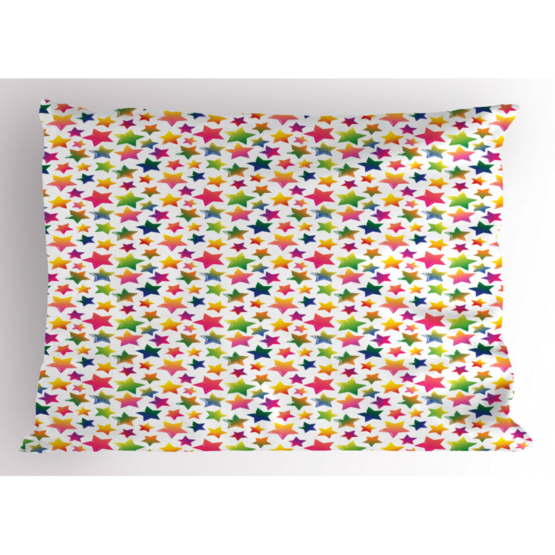 Green/Pink/Yellow Polyester Microfiber Piece Sham, Twin