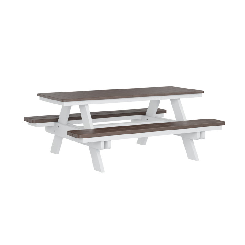 Table de pique-nique rectangulaire Berlin Gardens Ada, H 29 po x L 72 po x l 58 po, Brun chocolat / Blanc