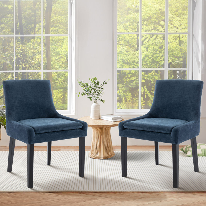 Chaise d'appoint rembourrée en velours côtelé Demarrion, Tissu bleu