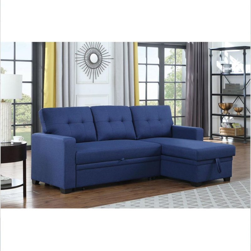 Canapé modulaire rembourré escamotable, Lin bleu