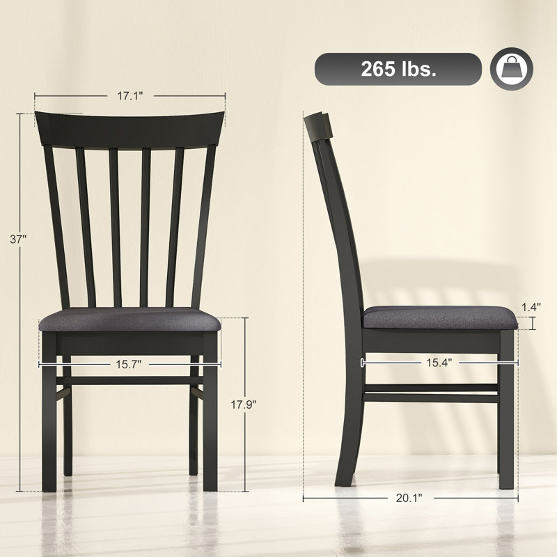 Chaises de cuisine rembourrées, Gris, Noir