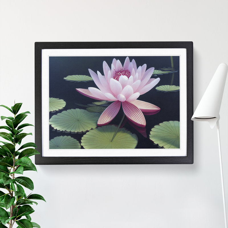 Soulful Water Lily Flower - Framed Print, Black, 25cm H x 34cm W x 2cm D
