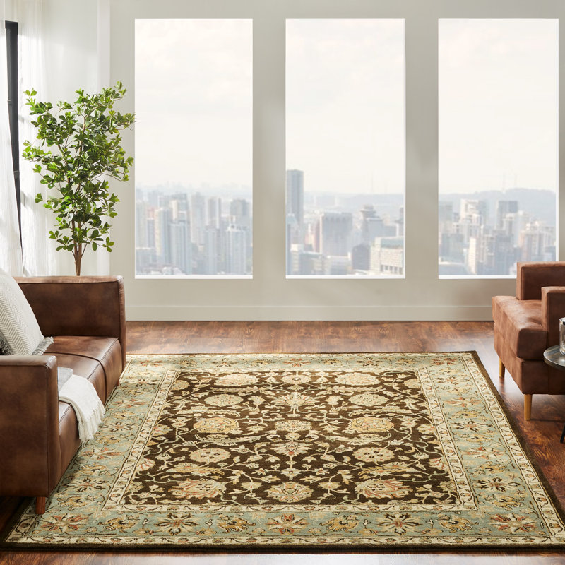 Wool Oriental Area Rug in Brown, Rectangle 9'6" x 13'6"