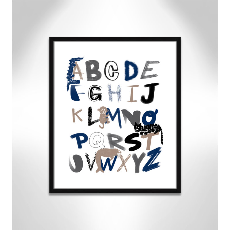 Critter Alphabet 1, impression sur papier, H 24,5 po x l 20,5 po x P 1,18 po, Encadré de boîte noir