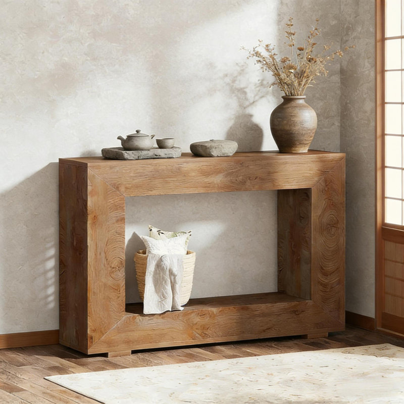 Console moderne, table d'appoint avec rangement, Bois
