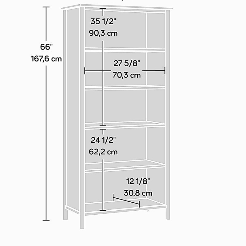 Bibliothèque à 5 tablettes, finition brune