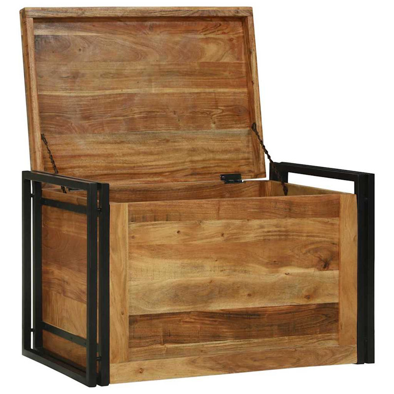 Storage Box with Storage Brown and Black Home Living Room Organizer, Acacia  Brown/Black