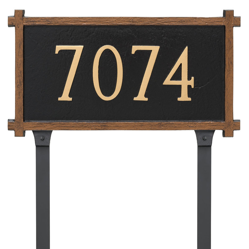 Enseigne d’adresse pour pelouse sur 1 ligne, Chocolat / or