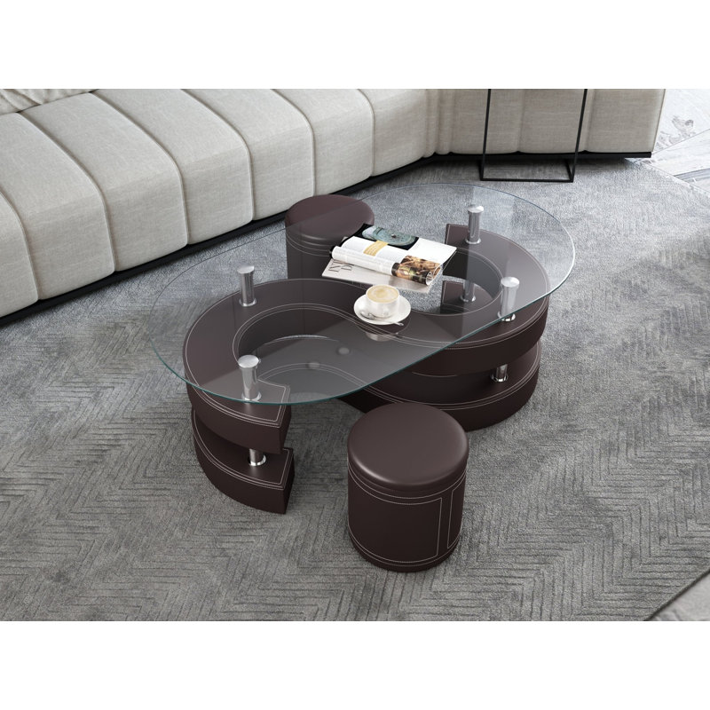 Ensemble de tables basses Burdell Ct255, Brun