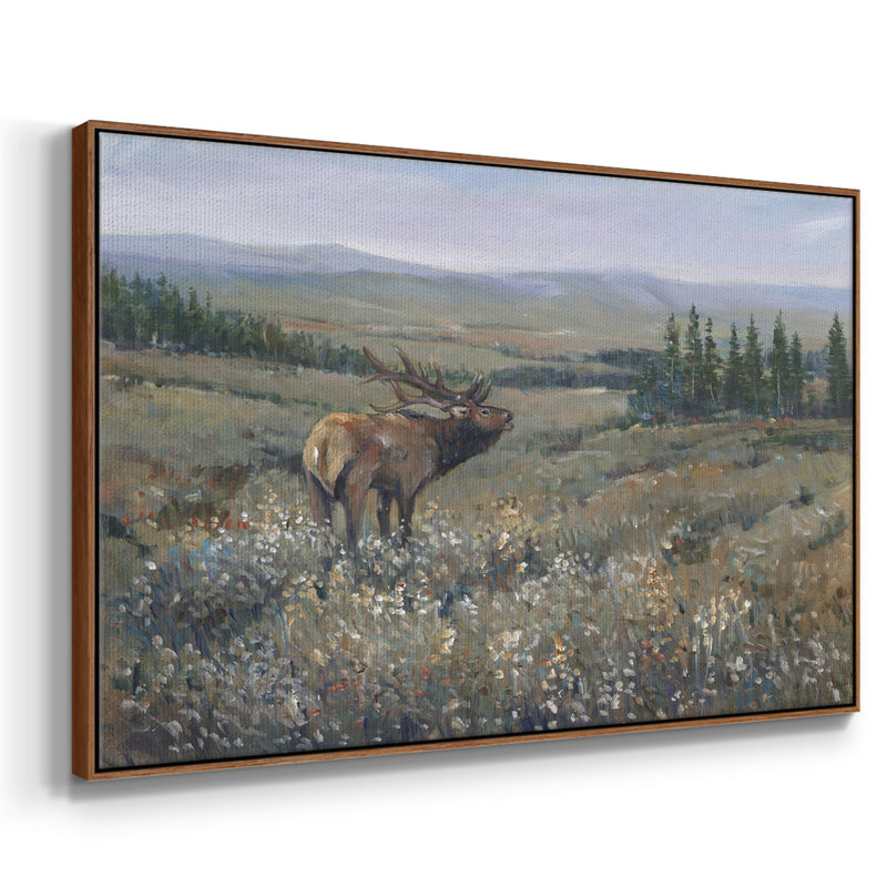 «Western Wildlife I», peinture sur toile encadrée, H 17 po x l 25 po x P 2 po, Cadre noyer