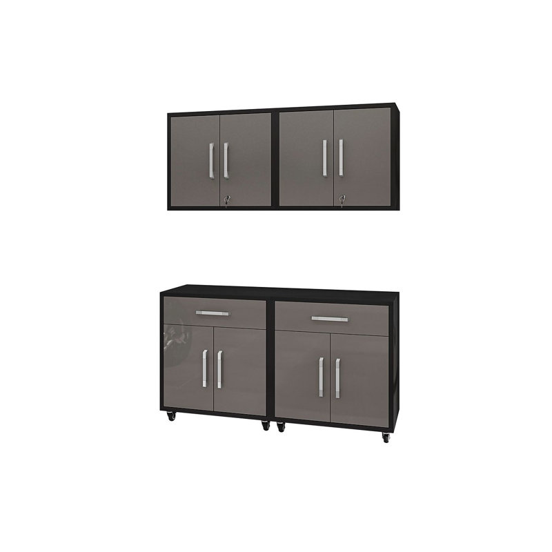 Aseem 4 Piece Storage System, Matte Black/Gray