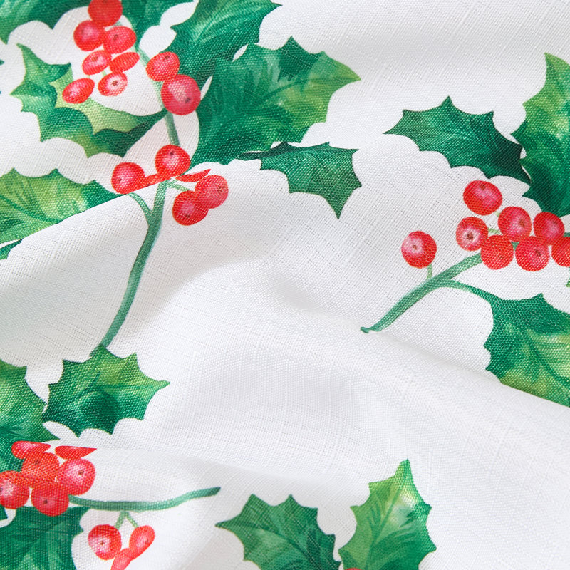 Vintage Holly Red Scalloped Edge Border Christmas/Holiday Napkins, Set of 4, 17"x17"