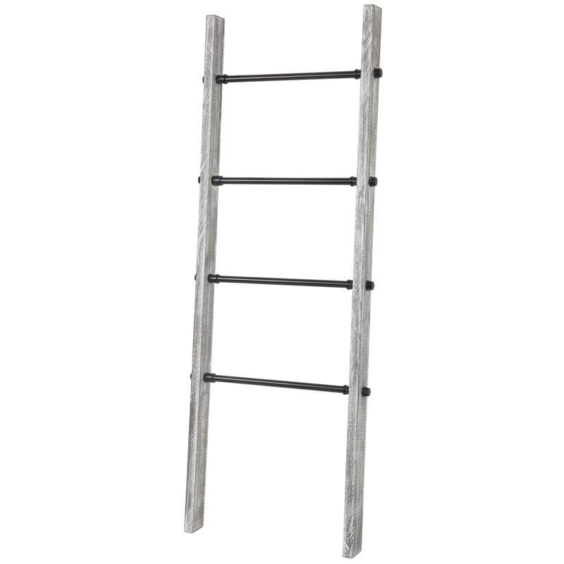 Solid Wood Wall Leaning 5 ft Blanket Ladder