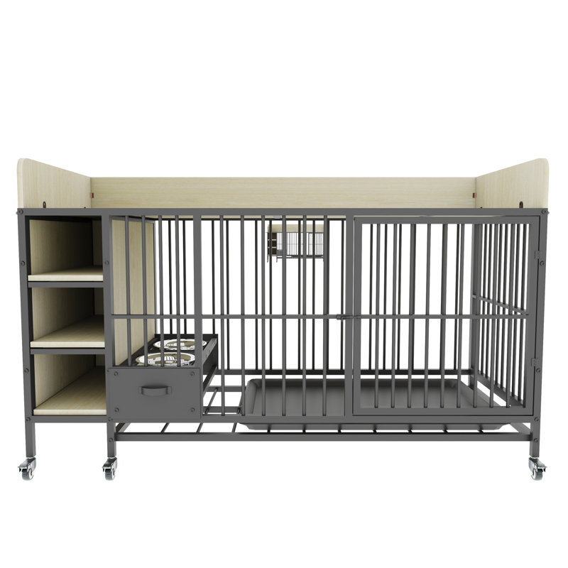 Cage pour animaux avec alimentation et main courante - Cadre en fer