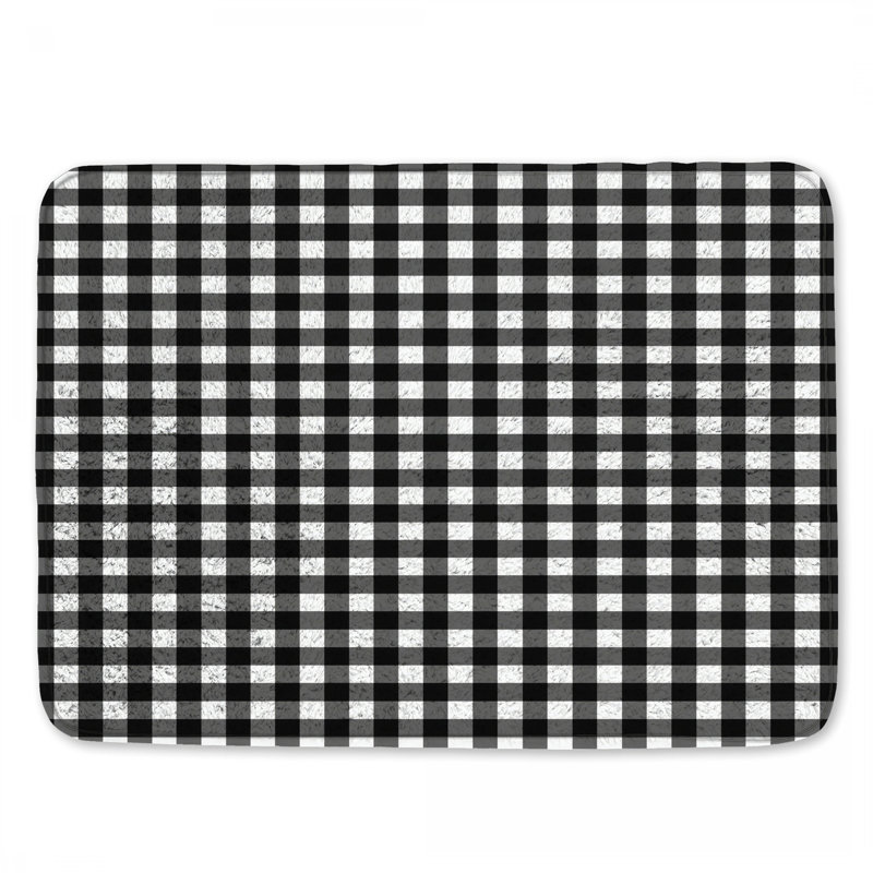 Tapis de bain noir et blanc Gingham, 34in W x 21in L