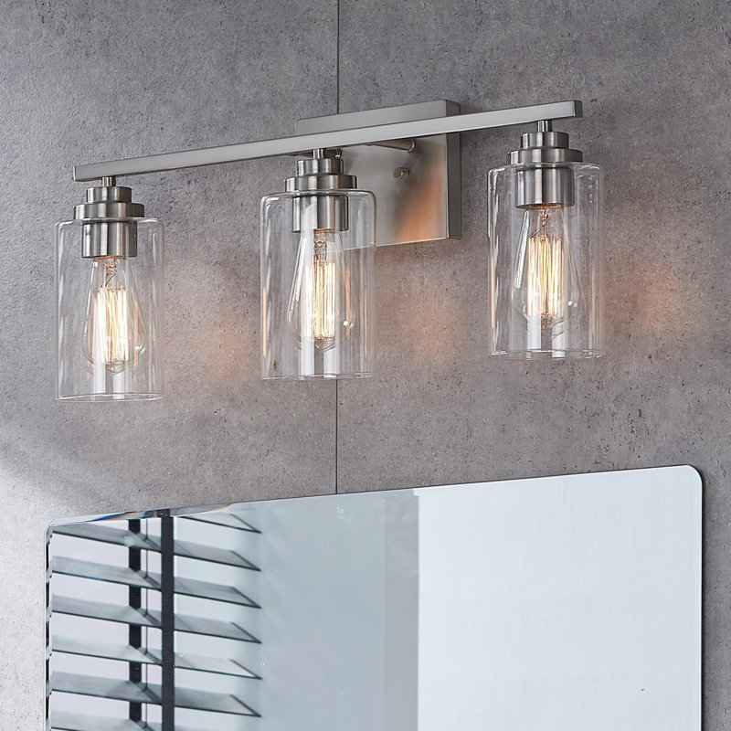 Quitterie Vanity Light, Clear, Brushed Nickel, 3