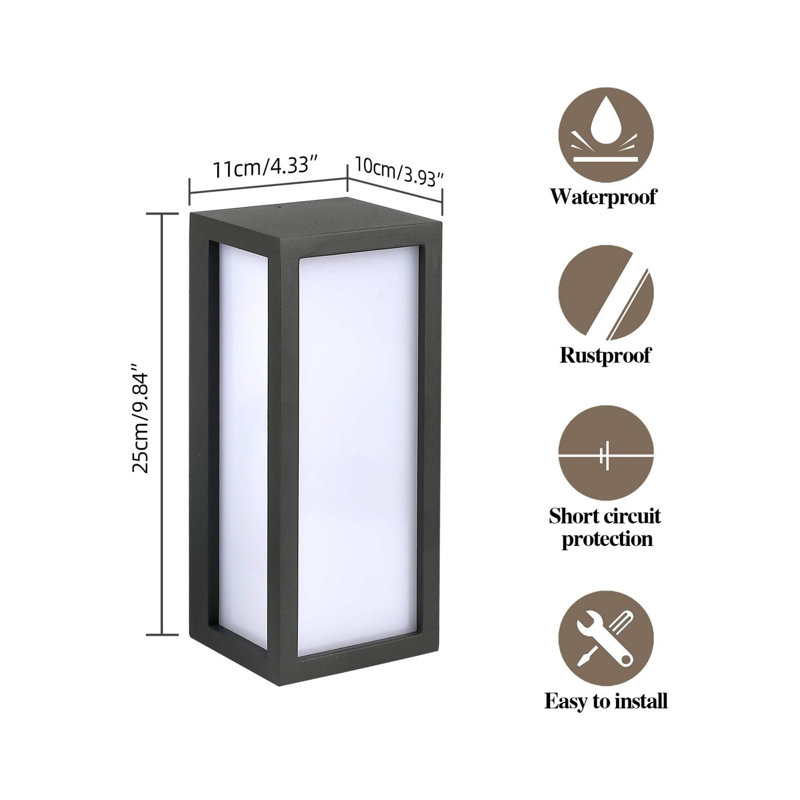 Matte Black 25cm H Outdoor Sconce